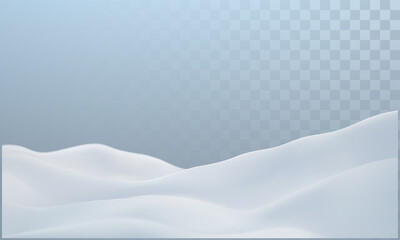 Fototapeta premium Snowy landscape isolated on light transparent background.