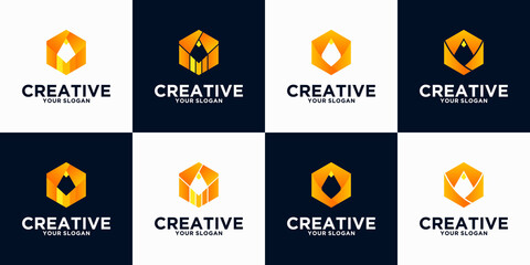 pencil logo reference collection for business, application, education and others