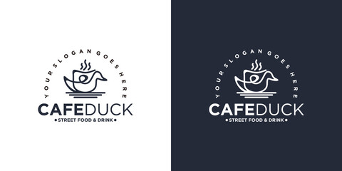 duck logo with coffee cup combination, reference for business, cafe, restaurant, street food, etc