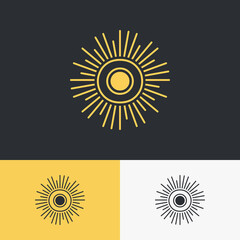 initial letter with sun symbol logo design. minimal vector graphic alphabet template.