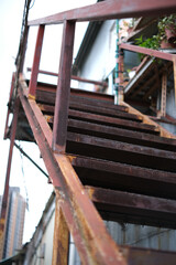The rusted stair, old and vintage