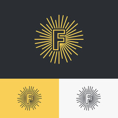 Fototapeta premium initial letter with sun symbol logo design. minimal vector graphic alphabet template.