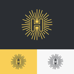 initial letter with sun symbol logo design. minimal vector graphic alphabet template.