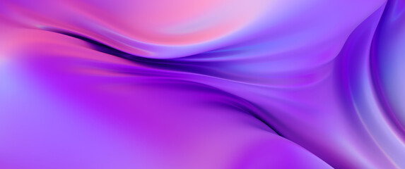 Cloth fabric gradient waves abstract background. Iridescent chrome wavy surface. Liquid surface, ripples, reflections. 3d render illustration.