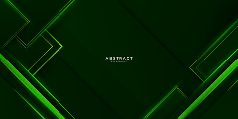 Black and green glossy stripes abstract tech corporate background. Vector wide banner design. 3d modern dark blue overlap abstract background with shiny lines layers. Texture with light green