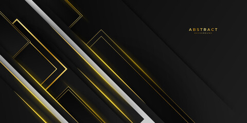 Abstract black and gold luxury background with golden and shiny lines