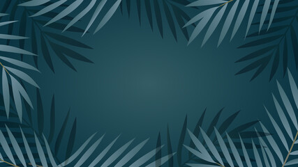 Palm leaves frame in winter with copy space for text , Flat Modern design for presentation  , Illustration Vector  EPS 10