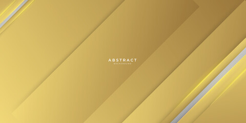 Obraz premium Abstract geometric shape white gold background with light and shadow 3D layered for presentation design. 