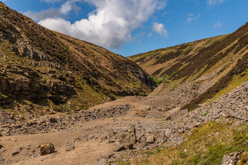 The remains of Blakethwaite Mine near Gunnerside, North Yorkshire, England, UK