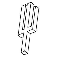 Impossible object. Optical illusion shape. 3d illustration. Geometric figures.