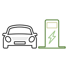 Car charge station, electric vehicle, electric charge, charger station, vector stock illustration.