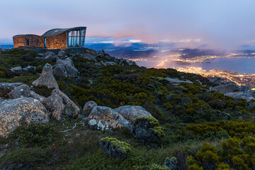 Sunset scene on Mount Wellington, Hobart, Tasmania, Australia