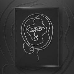 continuous abstract face line art hand drawn on dark background