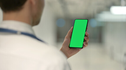 Doctor using Smartphone with Chroma Screen 