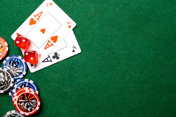 Poker Aces pair and dice