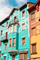 Obraz premium Bilbao City is situated in the north-central part of Spain, thiers buildings display a variety of architectural styles, ranging from gothic, Art Deco, Art Nouveau and Neo-Gothic.