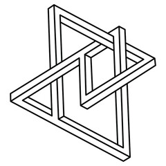 Geometric figures. Impossible shape. Web design element. Optical illusion object. Escher style. Line design. Optical art. Sacred geometry.