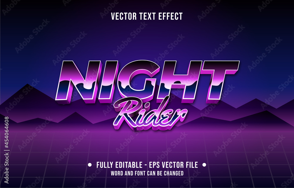 Wall mural editable text effect gradient color retro futuristic eighties style for digital and print media font