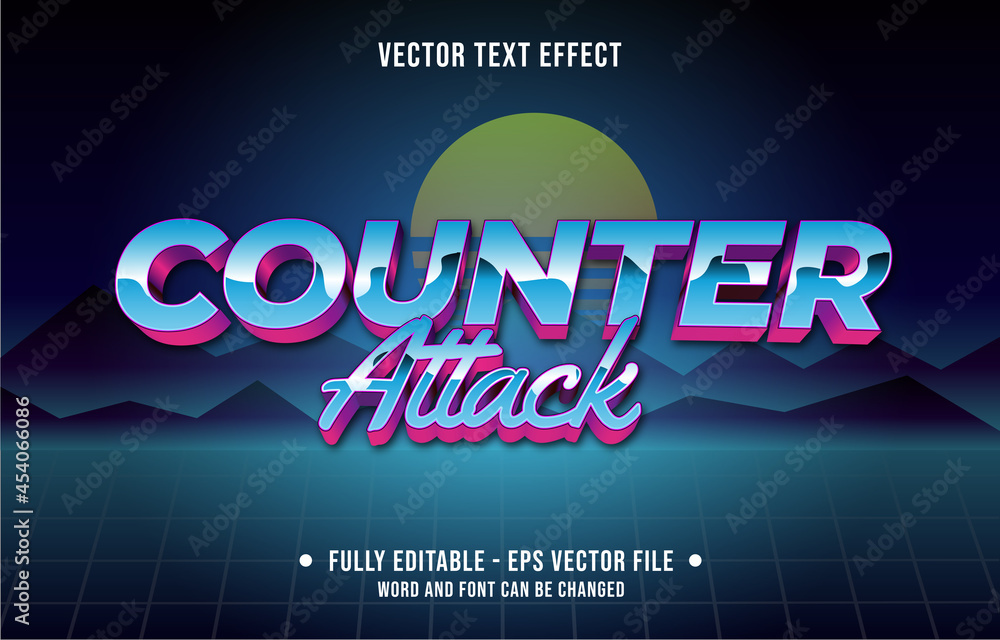 Wall mural editable text effect gradient color retro futuristic eighties style for digital and print media font