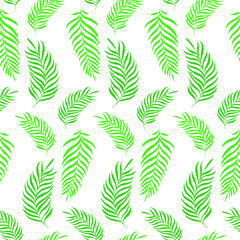 Floral seamless pattern. Palm leaves on a white background.