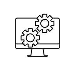 Computer repair logo template. Software development vector design. Desktop service