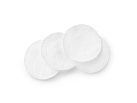 cotton pads top view on white background