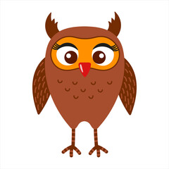 Cute owl, flat vector illustration