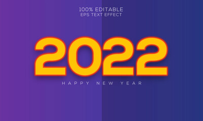 New year 2022 editable 3d text effect