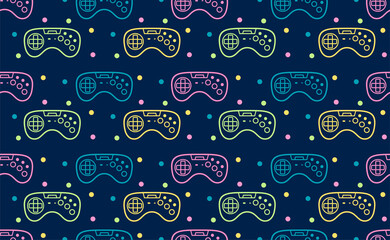 Joystick line art pattern illustration © Clushy