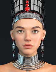 3D rendering illustration Egyptian style queen avatar