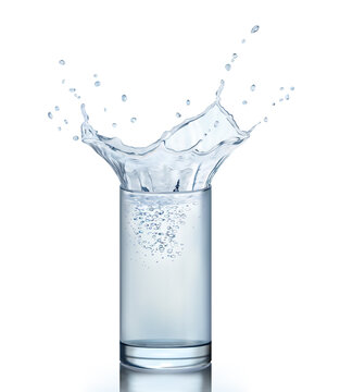 Full glass of water with a splash. Vector illustration