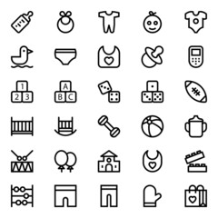 Outline icons for baby and kids.