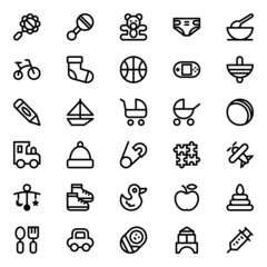 Outline icons for baby and kids.