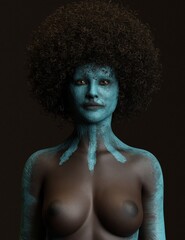 3D rendering illustration of African woman's body painting