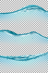 Set of small waves of water on a transparent background. Vector illustration - 454070666