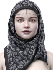 3D rendering illustration of a girl wearing a hijab,