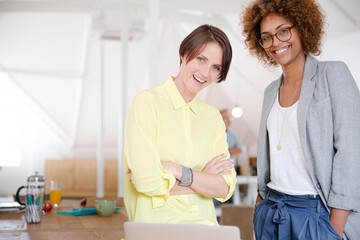 Obraz premium Portrait of two smiling office workers