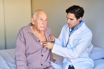 Doctor or nurse eavesdropping on senior patient