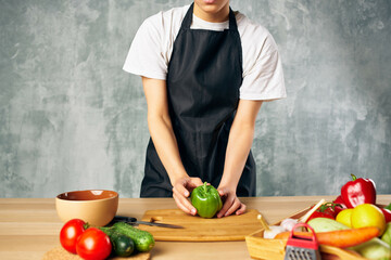 housewife Cooking healthy eating isolated background