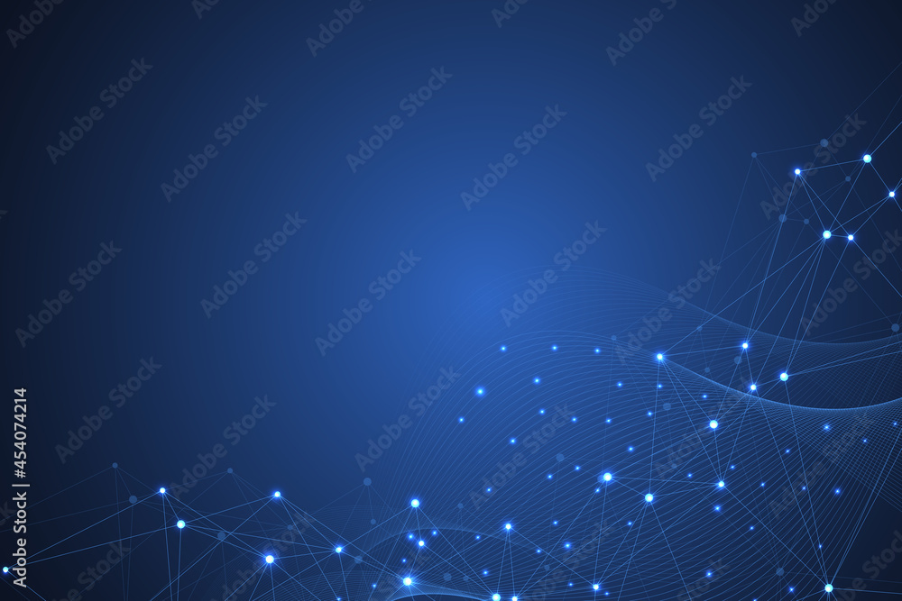 Aufkleber Geometric connected background lines and dots. Simple technology abstract graphic background design, illustration.