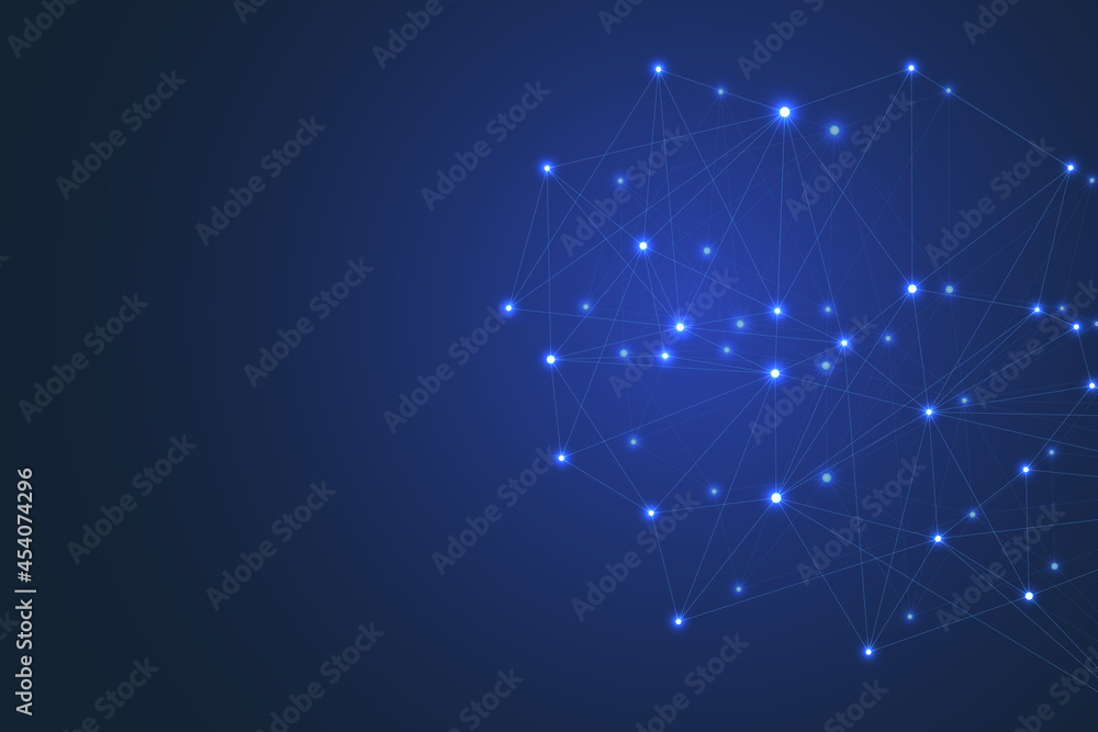 Aufkleber Geometric connected background lines and dots. Simple technology abstract graphic background design, illustration.