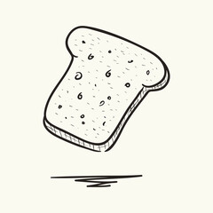 Whole wheat toast bread hand drawn outline doodle icon