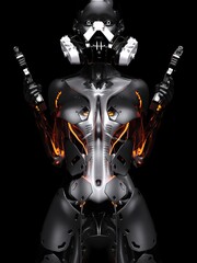 3D rendering illustration sci-fi female robot - obrazy, fototapety, plakaty