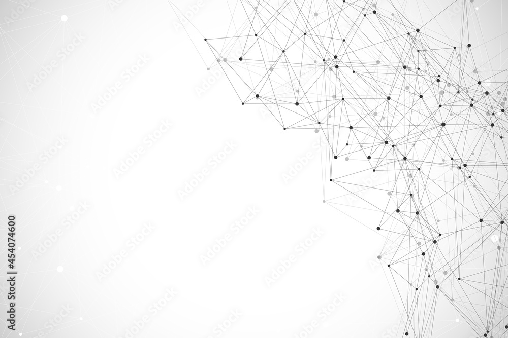 Aufkleber Geometric connected background lines and dots. Simple technology abstract graphic background design, illustration.