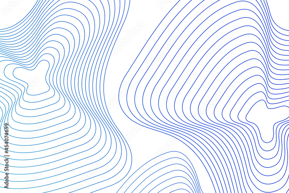 Poster abstract minimal blue background with wavy lines. minimal topographic line contour map style. modern