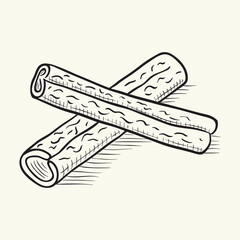 Cinnamon sticks. Black and white sketch vector illustration.