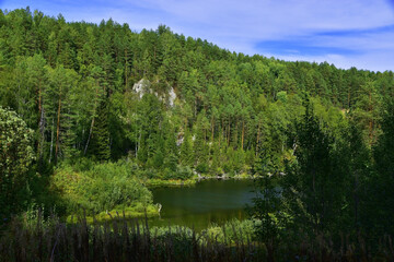 Fototapeta na wymiar Big lake of the Mazuevskaya karst depression.