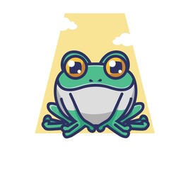 cute frog smile sitting. cartoon animal nature concept Isolated illustration. Flat Style suitable for Sticker Icon Design Premium Logo vector. Mascot Character
