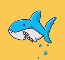 cute shark underwater. cartoon animal nature concept Isolated illustration. Flat Style suitable for Sticker Icon Design Premium Logo vector. Mascot Character