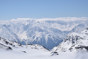 Fototapeta na wymiar Cime Caron Snow Mountain Top Val Thorens France zoom x2